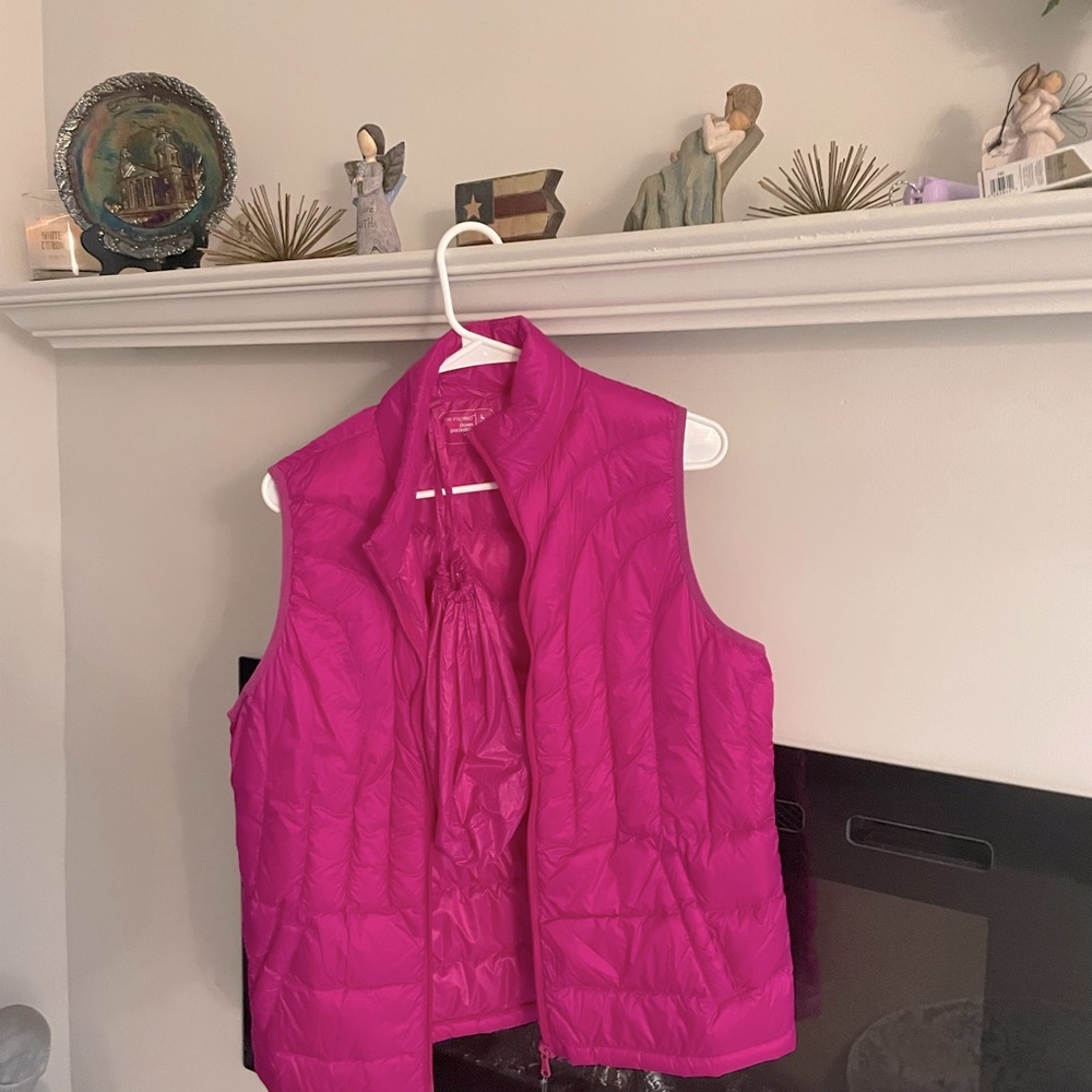 Pink, Down packable vest never wore with tags